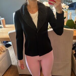 St. John Black Evening black blazer with Glittering Sheer Detail
